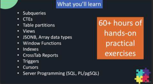 Udemy - PostgreSQL Bootcamp  Go From Beginner to Advanced, 60+hours 2022-3